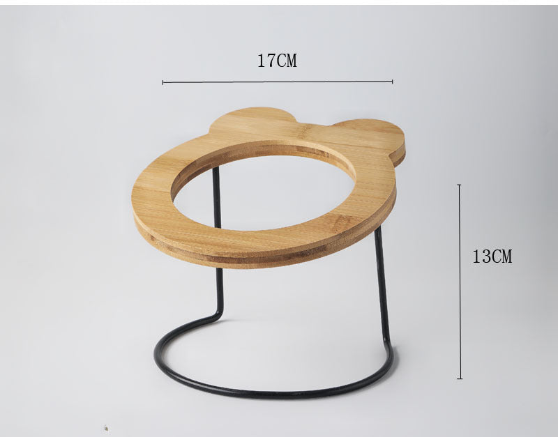 COMDEDERO ELEVADO DE BAMBÚ + PLATO CERAMICA PARA GATOS