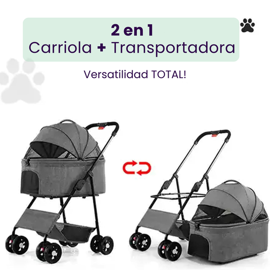 CARRIOLA PLAGABLE PORTATIL GATOS Y PERROS PEQUEÑOS