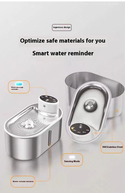 Fuente de Agua para Mascotas de Acero Inoxidable con Infrarrojo